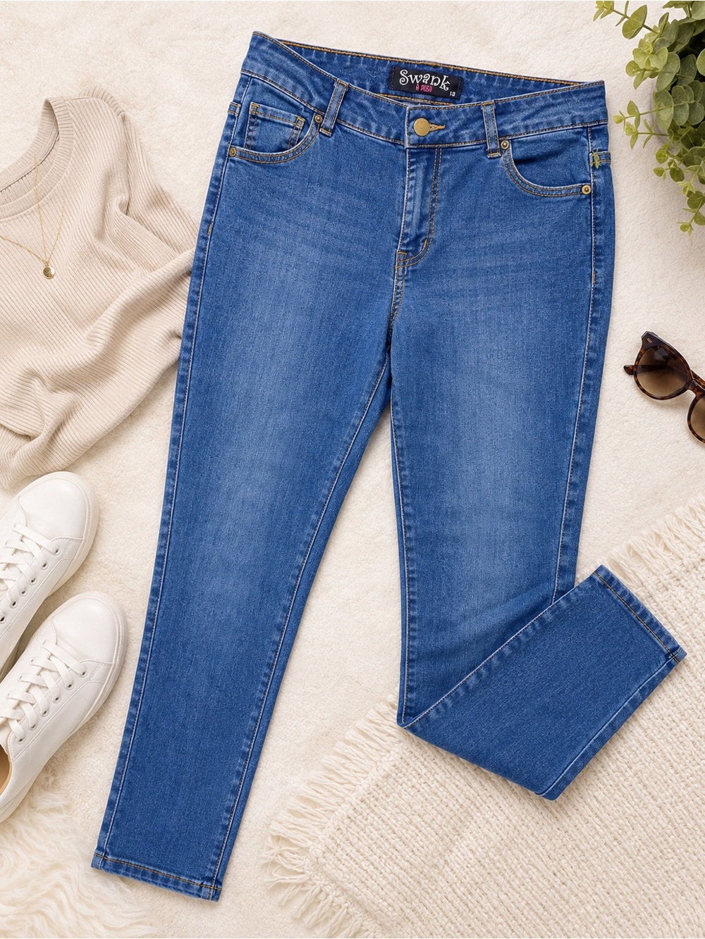 Medium-Wash Stretch Skinny Jeans – Size 13